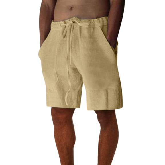 HCNTES Men's Classic fit Casual Shorts Elastic Waistband with Multi Pocket Daily Wear Walking Summer Outfit(Khaki,3XL)