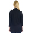 thumbnail image 4 of Simply Ravishing Women's Basic Assymetrical 3/4 Sleeve Open Drape Cardigan, 4X, Black, 4 of 5