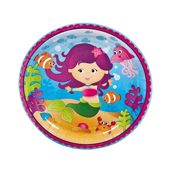 Mermaid Party Dinner Plates - Party Supplies - 8 Pieces