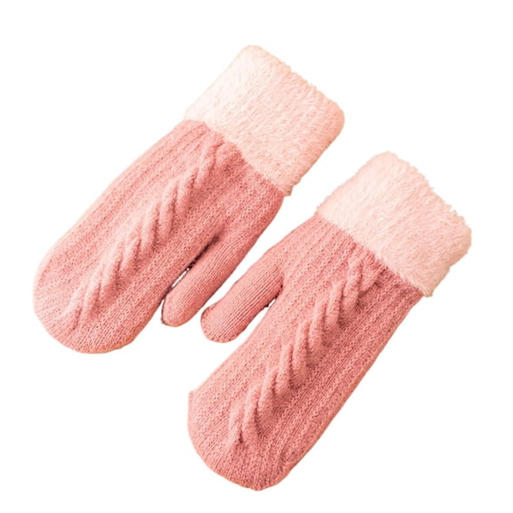 Hfnxid Knit Mitten Gloves for Men Women Windproof Thick Fleece Lined Outdoor Winter Thermal Handwear