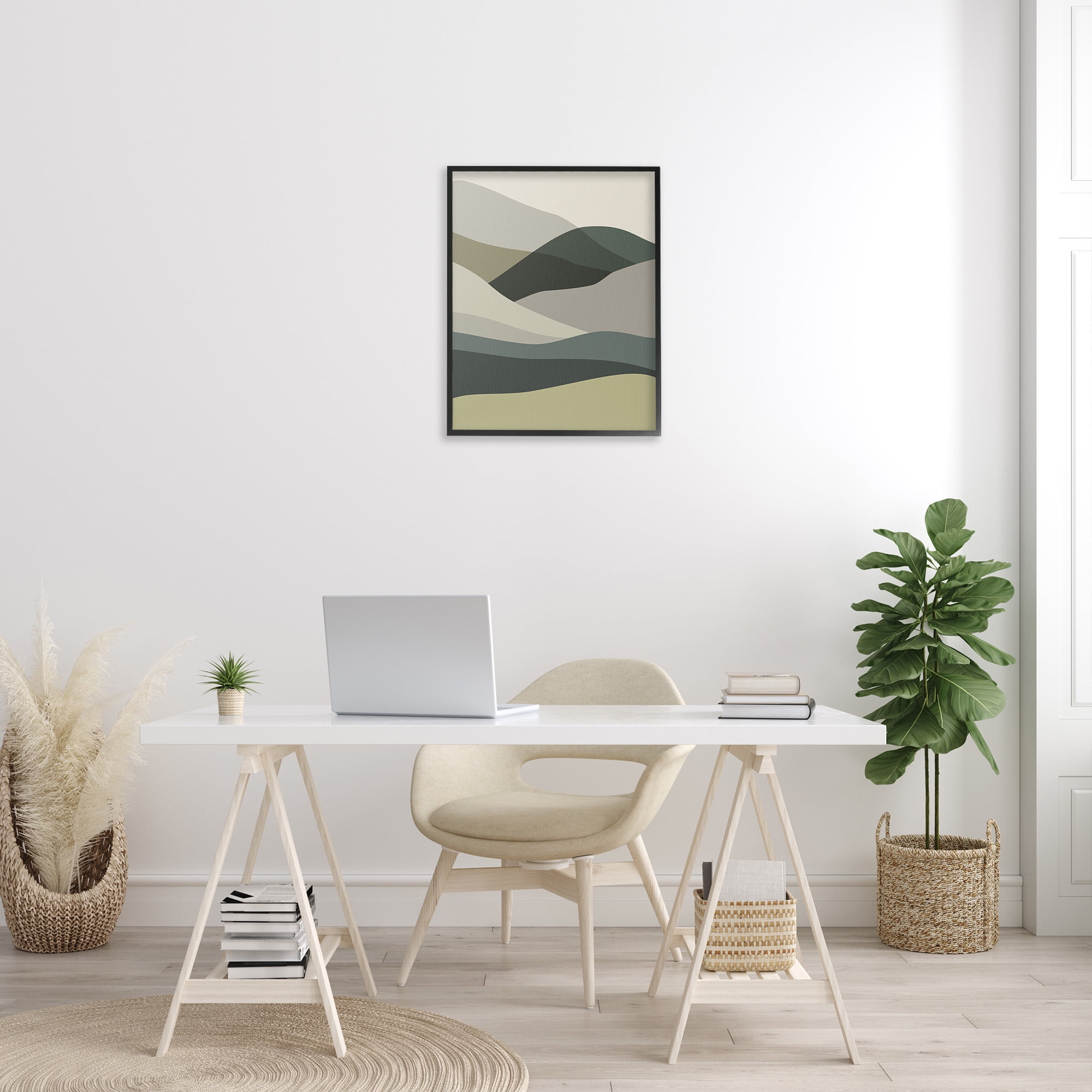 Stupell Industries Abstract Alternating Hills Landscape Painting Black Framed Art Print Wall Art, 24 x 30