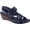 Navy Leather, variant on Women's Ros Hommerson Wynona Strappy Wedge Sandal Navy Leather 12 S