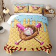 thumbnail image 2 of Castle Fairy Baseball Bat Glove Twin Quilt Set,Blue Ice Cream Drip Twin Coverlet Set,Brown Pink Yellow, 2 of 7