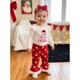 thumbnail image 4 of Loicainy Infant Baby Girl Christmas Outfit 3 6 12 18 Months Long Sleeve Romper Santa Print Pants Headband, 4 of 9