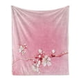thumbnail image 1 of Peach Soft Flannel Fleece Throw Blanket, Japanese Inspired Cherry Blossom Branch Sakura Flowers in Soft Colored Spring Time, Cozy Plush for Indoor and Outdoor Use, 50" x 70", Pink White, by Ambesonne, 1 of 6