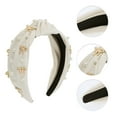 thumbnail image 3 of Unique Bargains 1 Pc Bow Faux Pearls Tie Headbands for Women Beige, 3 of 6
