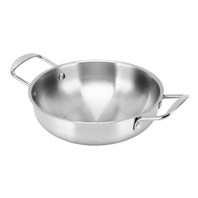 Pot à Nouilles en Acier Inoxydable, Pot à Ramen Plat Réutilisable Design Intégré Petit Exquis Binaural en Acier Inoxydable pour Camping Extérieur pour Dortoir pour Bureau 18cm,20cm,22cm,24cm,26cm