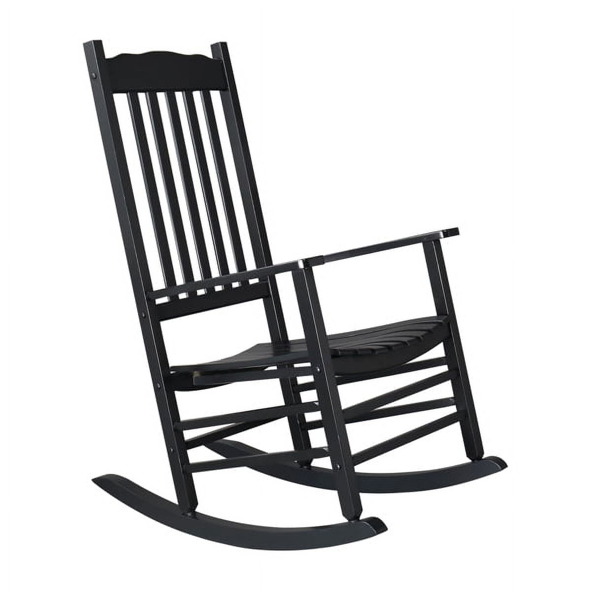 Black Square Wooden Rocking Chair with Solid Wood Frame, Indoor/Outdoor Stable Rocker for Patio, Porch & Living Room
