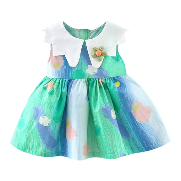 Otqutp Toddler Daily Dress CUte Girls Sleeveless Floral Ruffles Sundress Princess Dress Dance Party Dresses Clothes for 6M to 3 Years