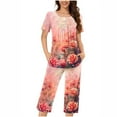 thumbnail image 2 of CLOISE Womens Sleepwear Sets 2-Piece Comfortable Short Sleeve Sleepwear Shirts and Soft Capri Pants with Pockets Sleep Sets Casual Button Plisse Floral Graphic Trendy Loungewear, 2 of 5