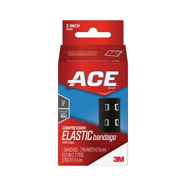 ACE Brand Elastic Bandage W/ Metal Clips, 3 in., Black