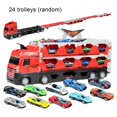thumbnail image 3 of Hauler Truck Toy Set With Ejection Race Track Deform Transport Car With Racing Cars For Kids Gift, 3 of 12
