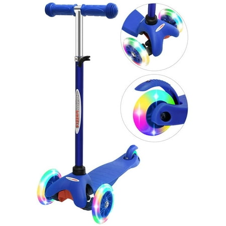 Wonderplay Scooter for Kids, Deluxe 3 Wheel Scooter for Toddlers, 4 Adjustable Height Glider with Kick Scooters, Lean to Steer with PU LED Flashing Light Wheels for Ages 3-6 Girls