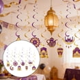 thumbnail image 2 of 8pcs Ramadan Mubarak Decorations, Eid Mubarak Hanging Swirl Shining Gold Star Moon Lantern Ceiling Decor, 2 of 8