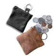 thumbnail image 4 of SILVERFEVER Leather Coin Purse Change Holder Squeeze Spring Closure Pouch w Key Ring, 3.5" by 3.5" - Great Gift for Men Women, 4 of 4