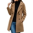 thumbnail image 3 of Arxian Women's Classic Wool Peacoat Double Breasted Casual Hooded Long Sleeved Button Down Jacket With Lining and Pockets Pea Coat With Shoulder Pads, 3 of 9