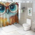 thumbnail image 7 of Patifu Owl Glasses Watercolor Painting Bathroom Shower Curtain Set with Hooks 69"x72, 7 of 7