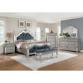 thumbnail image 2 of Best Quality Furniture Gray Velvet 5 Piece Bedroom Set with Bed Posts & Reflective Panels, 2 Nightstands - California King, 2 of 5