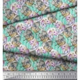 thumbnail image 2 of Soimoi Green Georgette Viscose Fabric Stripe & Butterfly Print Fabric by the Yard 44 Inch Wide, 2 of 3