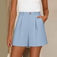 thumbnail image 5 of Women's Pleated Dress Shorts, High Waisted Wide Leg Tailored Shorts, Business Casual With Pockets For Summer Office Wear Blue S, 5 of 9