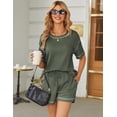 thumbnail image 5 of Ekouaer Women Pajama Sets Waffle Knit Lounge Set 2 Piece Sets Outfit Loungewear Matching Set With Pockets, 5 of 5