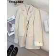 thumbnail image 2 of Chaqueta de manga larga para mujer, Blazer con muescas de un solo pecho, informal, color liso, elegante, para oficina, Otoño e Invierno, 2 of 5