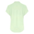 thumbnail image 5 of Puliio Women's Shirts Summer Pleated V Neck Solid Color Short Sleeve Top Loose Fit Curved Hem Flowy Blouses Dressy Tops, 5 of 5