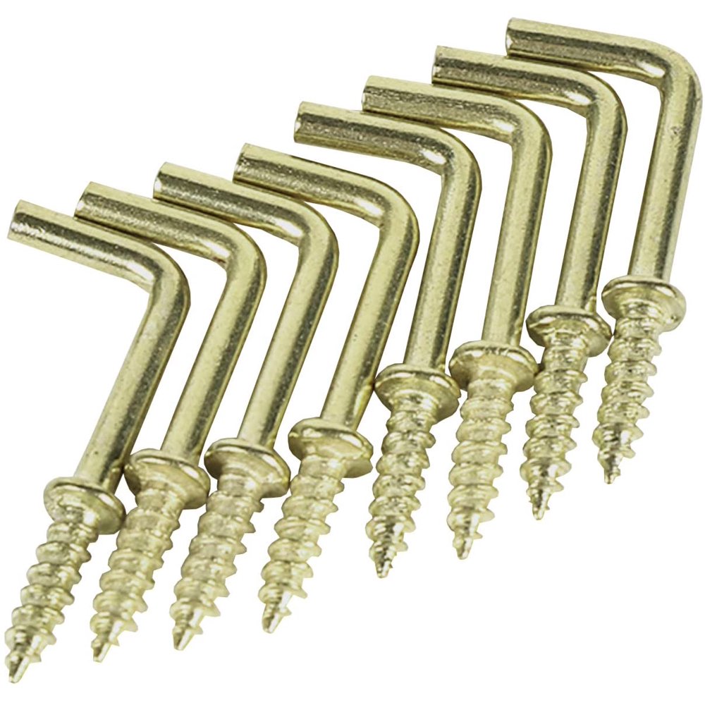 Gold Brass Square Bend Hooks Kit RightAngle Metal, SelfTapping, L