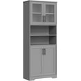 thumbnail image 5 of Bathroom Cabinet, Freestanding Bathroom Storage Cabinet with Glass Doors and Adjustable Shelves, 67" Cupboard Modern Storage Cabinet for Kitchen, Pantry, Living Room, 5 of 8