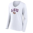 thumbnail image 2 of Women's White LSU Tigers Campus Long Sleeve V-Neck T-Shirt, 2 of 3