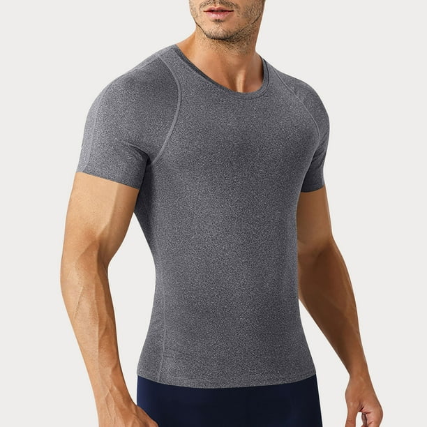 pstuiky camisetas de hombre, Camisas deportivas de verano para hombre, de manga corta y cuello redondo, ajustadas, de color liso camisas casuales para hombre m