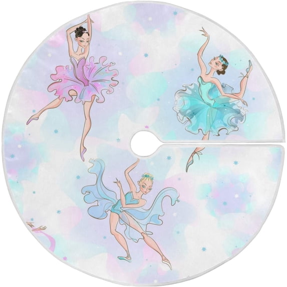 FMSHPON Little Princess Ballerinas Xmas Christmas Tree Skirt Stand Mat for Holiday Party Decoration Indoor Outdoor 36 inches