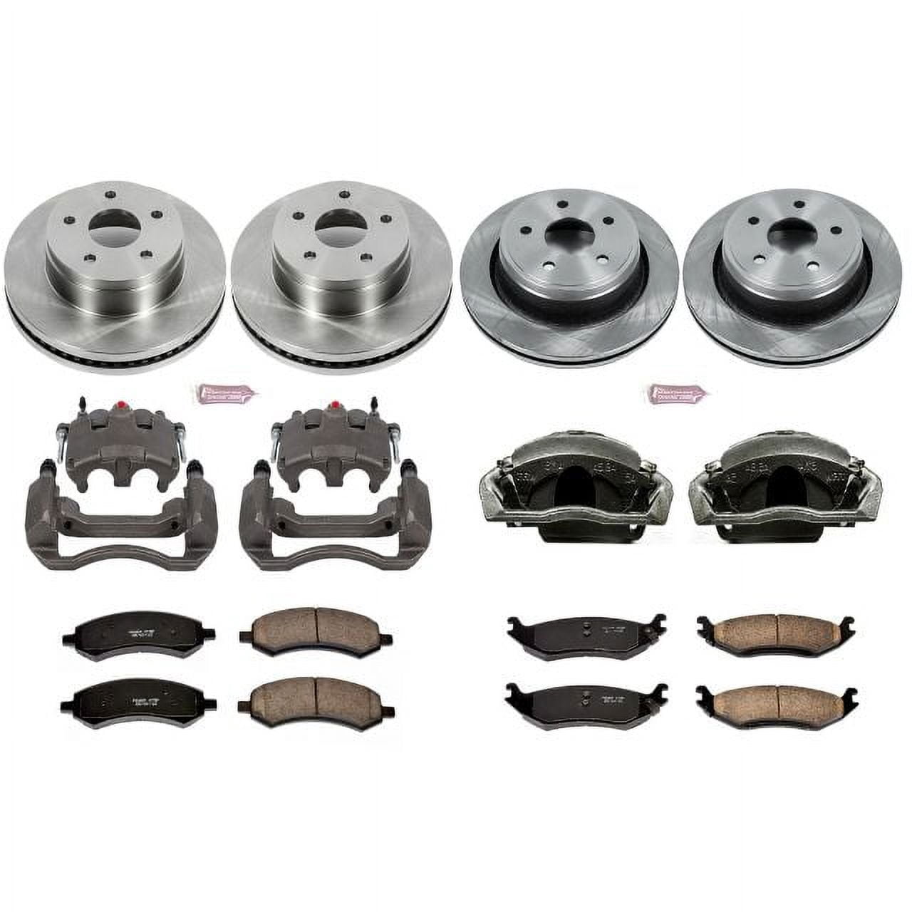 PowerStop Front and Rear Stock Replacement Brake Pad and Rotor Kit with Calipers Fits: DODGE Select Models KCOE2164