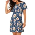 thumbnail image 2 of Daiia Flower Print Women's Nightshirt Soft Nightgowns for Women Short Sleeve dress Short-sleeved Sleepwear, 2 of 6