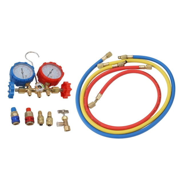 Ensemble de Manomètres de Réfrigérant, Balance Codée par Couleur Manomètre de Pression de Climatisation Mesure Précise Cadran de 7cm pour Ajouter du Fluor
