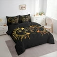 thumbnail image 3 of Manfei Sun Flower 7pcs Bedding Comforter Set,Boho Floral Queen Bedding Sets,Black Gold bohemian Queen Sheet Sets For Boys Teens,Breathable Home Decor Reversible, 3 of 8