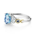 thumbnail image 3 of Gem Stone King 925 Silver and 10K Yellow Gold 3-Stone Ring Oval Millennium Blue Mystic Quartz and Moissanite (2.30 Cttw, Size 9), 3 of 3