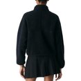 thumbnail image 4 of Bexdxz Women's Full Zip Sherpa Fleece Jacket, Stand Collar Fuzzy Plush Zip Up Outerwear with Zipper Pockets, Warm Casual Long Sleeve Coat for Fall Winter Outdoor Activities Black S, 4 of 5