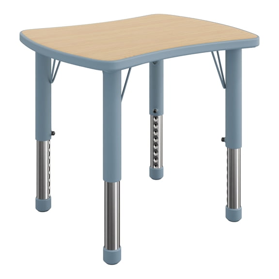 Flash Furniture 26.5" x 21.75" Kids Height Adjustable Activity Table with Natural Woodgrain Laminate Top for Classrooms, Daycares & Homeschool Spaces, Dusty Blue