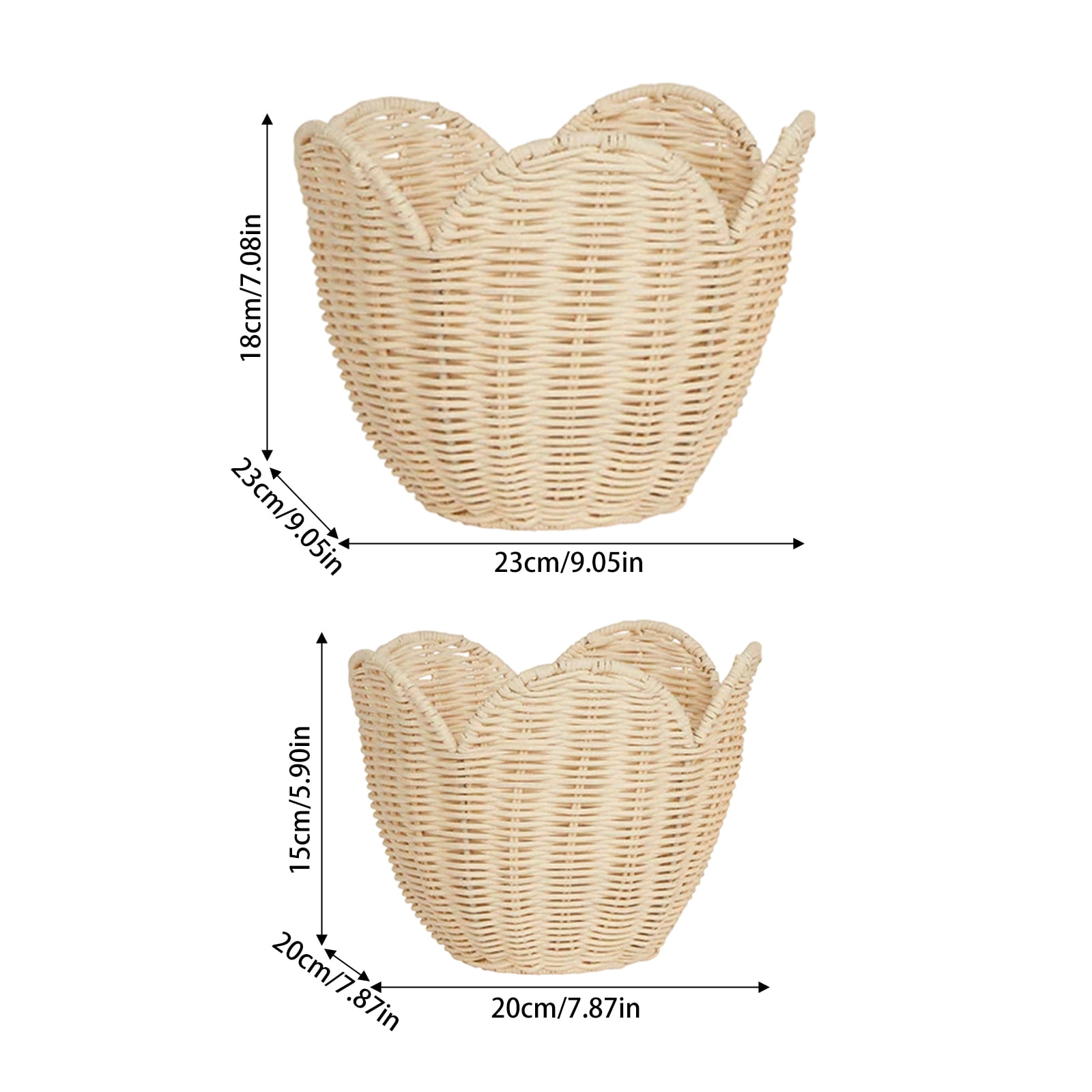 Tulip-Shaped Basket, Spring Easter Basket, 2 Size Rattan Beige Storage Basket For Home and Guesthouse Decoration, Toy And Sundry Storage Basket (S)