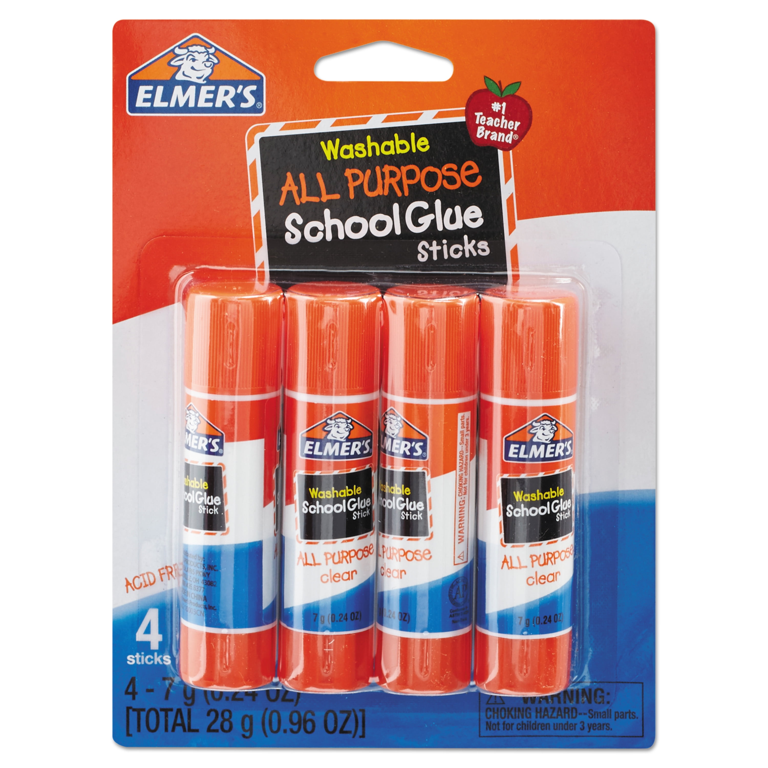 Elmer's Washable School Glue Sticks, .24 oz, 4pk 