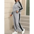 thumbnail image 6 of Cuteduck Women's Plus Size Fall Casual Half Zipper Collar 2-Piece Outfit Set Long Sleeve Wide Leg Pants Pajamas Set Pullover Breathable Lightweight Loungewear 1X-4X, 6 of 7