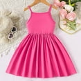 thumbnail image 5 of Gubotare Summer Dresses for Little Girls Girls Dress Toddler Girl Floral Print Dress Summer Knee Length Ruffle Halter Spaghetti Strap Kids Casual Beach Tea Party Dresses (Hot Pink,Size 6-7 Years), 5 of 7
