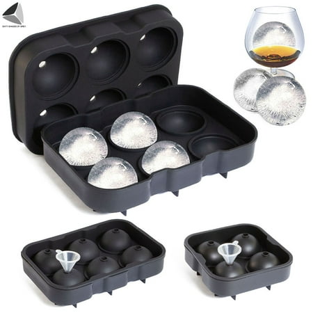 

Sixtyshades 2 Pcs Silicone Ice Ball Maker Tray Reusable Ice Tube Mold Easy Release Large Round Sphere Molds with Lids & Funnel for Whiskey Cocktails Bourbon (6 x 1.77 in Round Ice Ball Spheres)