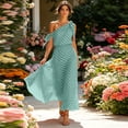 thumbnail image 5 of JULMCOMO Summer Dresses for Women Polka Dot One Shoulder Casual A Line Flowy Maxi Dresses Tie Strap Beach Vacation Sundresses Mint Green L, 5 of 6