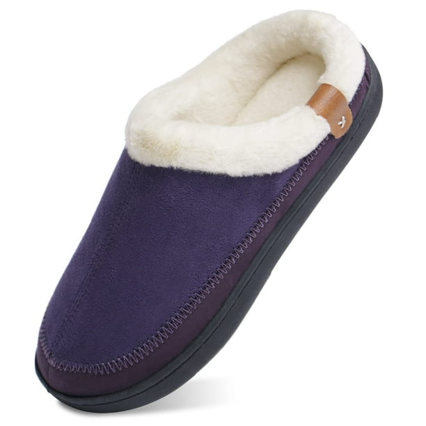 WOTTE Women's Slippers Memory Foam TwoTone Suede Warm House Shoes with