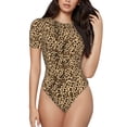 thumbnail image 2 of Picia Leopard Print Brown Womens One Piece Swimsuits Modest Tummy Control Bathing Suits Lace Up Slimming Swim Suit-Large, 2 of 9
