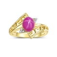 thumbnail image 1 of RYLOS Rings for Women 14K Gold Plated Silver Greek Key Designer Ring 9X7MM Gemstone & Diamond Ring Star Ruby Jewelry Size 8, 1 of 7