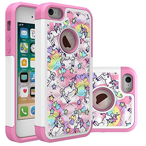 iPhone 5S Case, iPhone 5 Bling Case, Unicorn Heavy Duty Shockproof Studded Rhinestone Crystal Bling Hybrid Case Silicone Protective Armor for Apple iPhone 5s iPhone 5 - Walmart.com