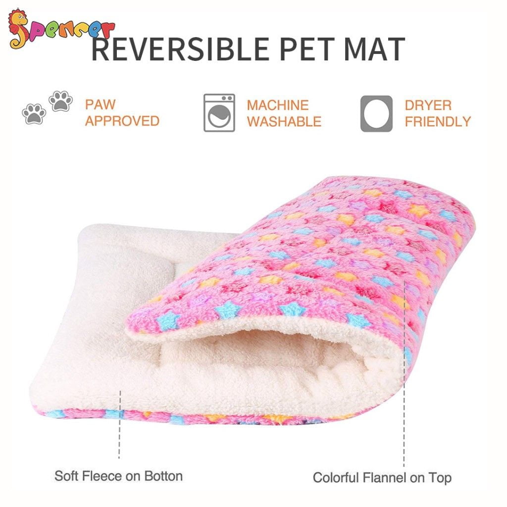 Spencer Large Dog Cat Pet Sleep Mat Soft Warm Reversible Fleece Crate Bed Mat Kennel Cage Cushion for Large Medium Small Dog Cat (L, Pink)